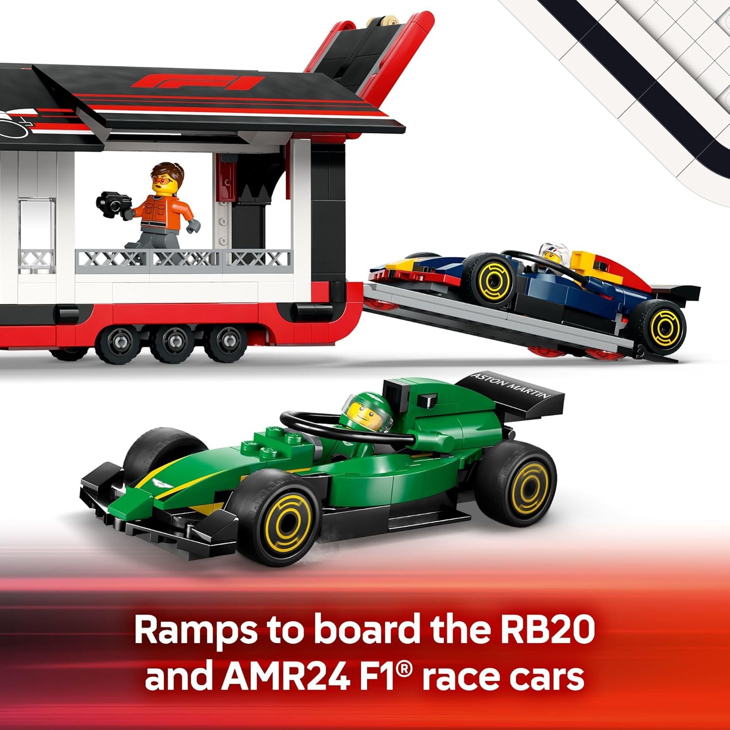 LEGO City F1 Truck with RB20 & AMR24 F1 Car Toys - Model Car Building Toy Set for Kids, Boys and Girls, Ages 8+ - F1 Collectible for Fans - Gift Idea for Birthdays - 60445 - Image 6