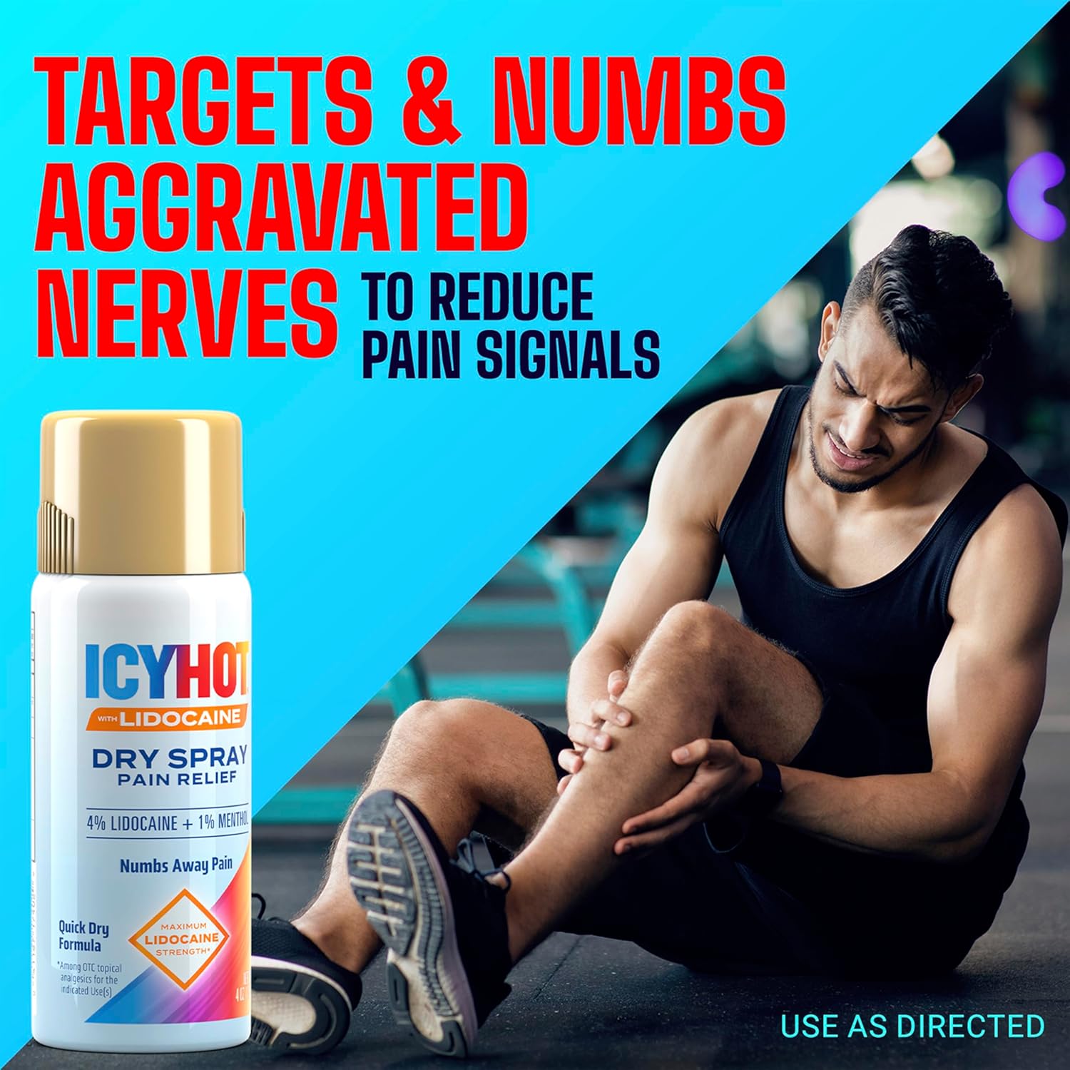 Icy Hot Lidocaine Pain Relief Dry Spray, Numb Aggravated Nerves with Max Strength Lidocaine 4% and Menthol 1%, Fast-Acting Pain Relief for Minor Pain, Backaches, Sprains and Strains, 4 oz - Image 9