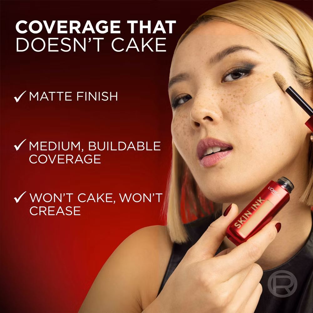 L'Oreal Paris Infallible Skin Ink Matte 2-in-1 Foundation and Concealer - 0.5 fl oz - 180 Medium Cool - Image 8