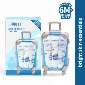 Plum Niacinamide Skincare Trio Mini Kit | Face Wash | Moisturizer | Sunscreen