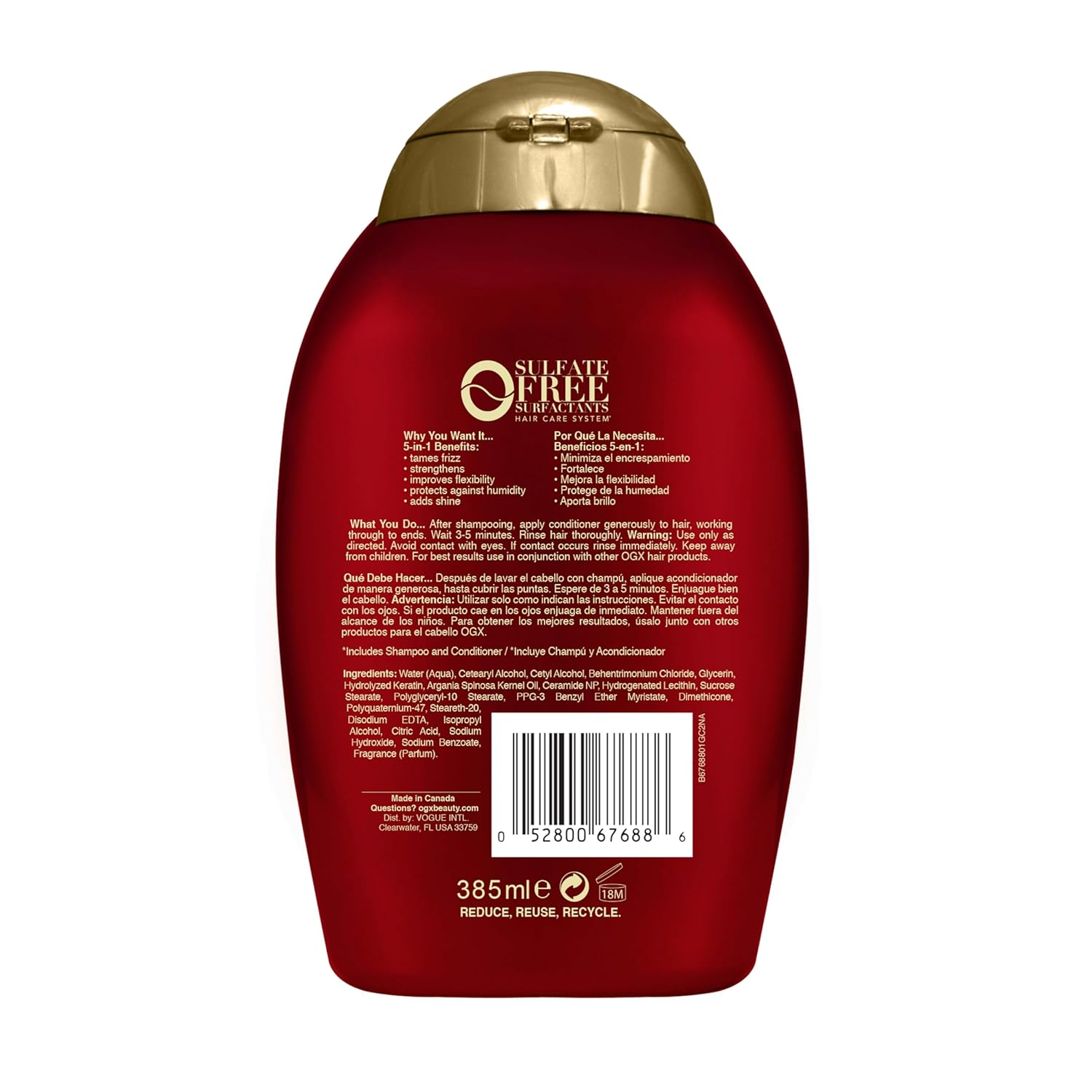 OGX Frizz-Free + Keratin Smoothing Oil Conditioner, 5 in 1, for Frizzy Hair, Shiny Hair, 13 Fl Oz - Image 8