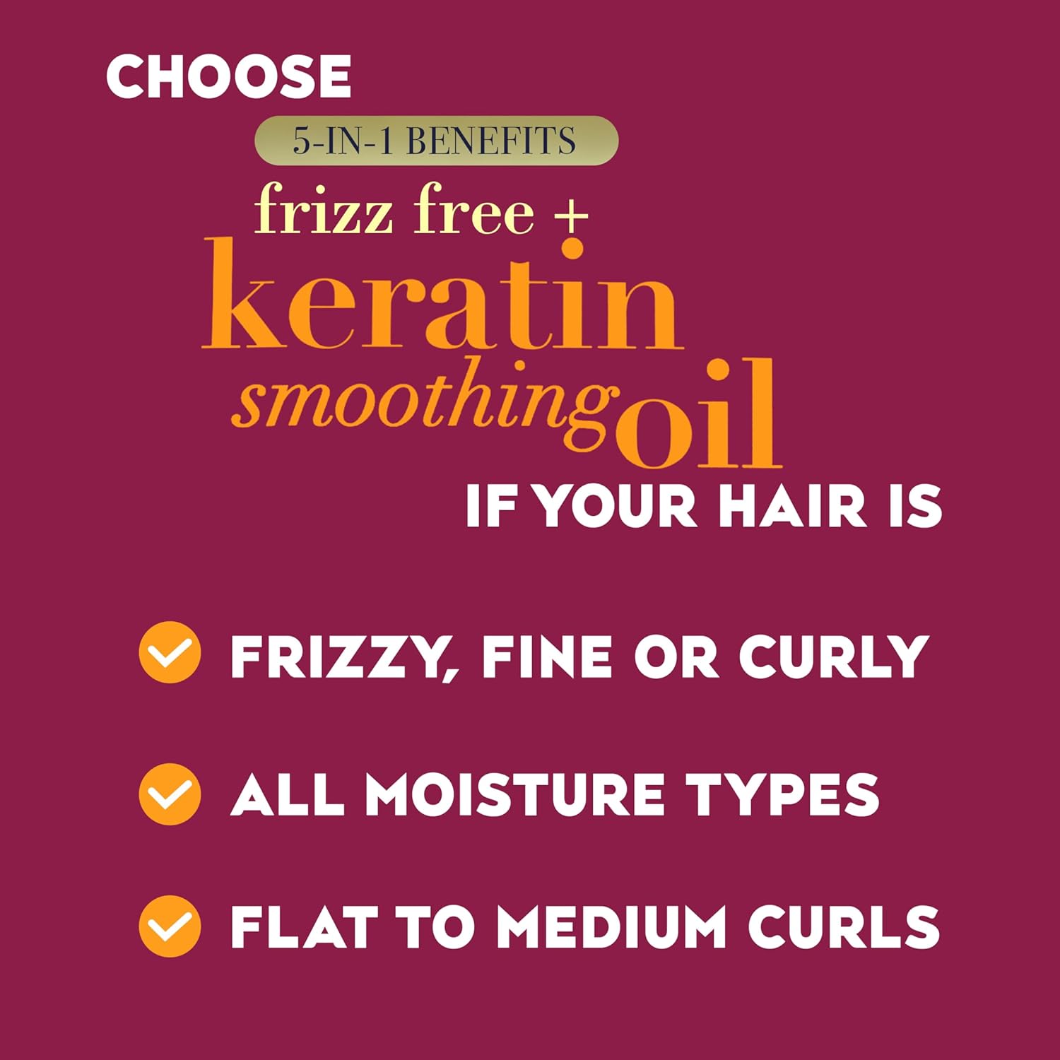 OGX Frizz-Free + Keratin Smoothing Oil Conditioner, 5 in 1, for Frizzy Hair, Shiny Hair, 13 Fl Oz - Image 4